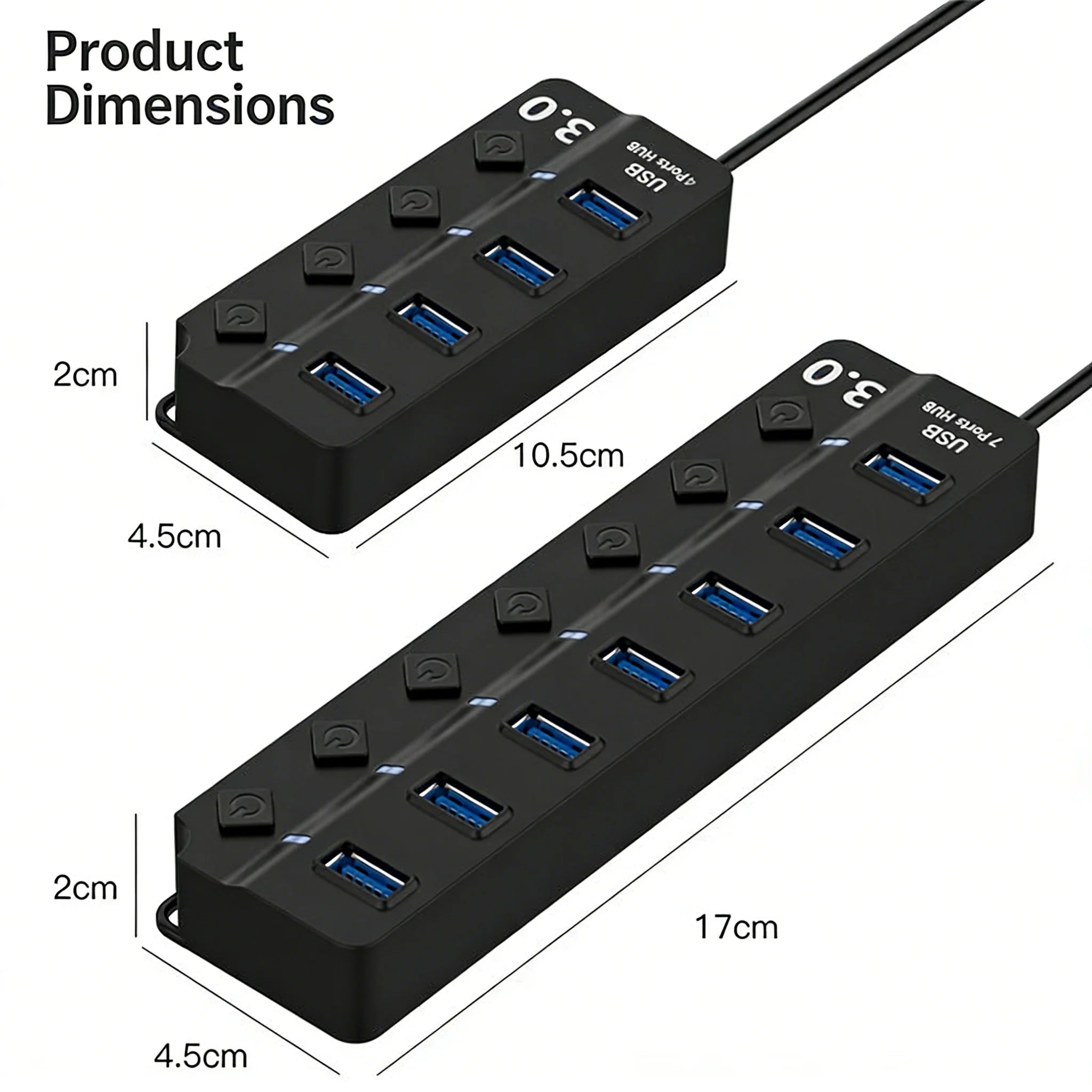USB 3.0 Hub – 4 or 7 Ports, Independent Switches