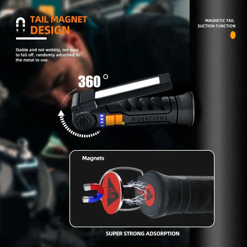 Portable COB LED Work Light – Magnetic, USB