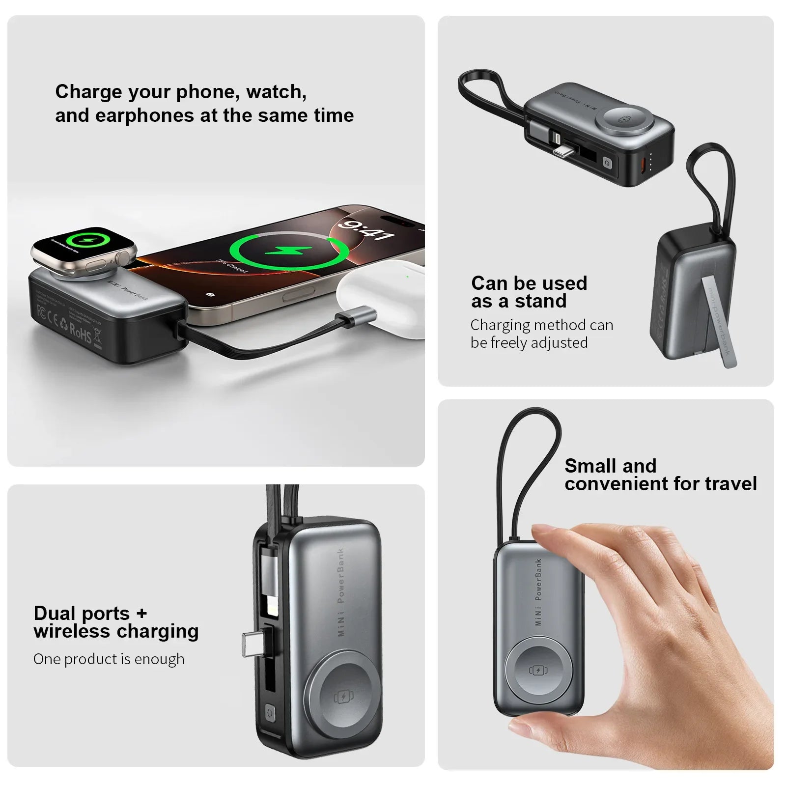 5000mAh Magnetic Mini Power Bank – Digital Display