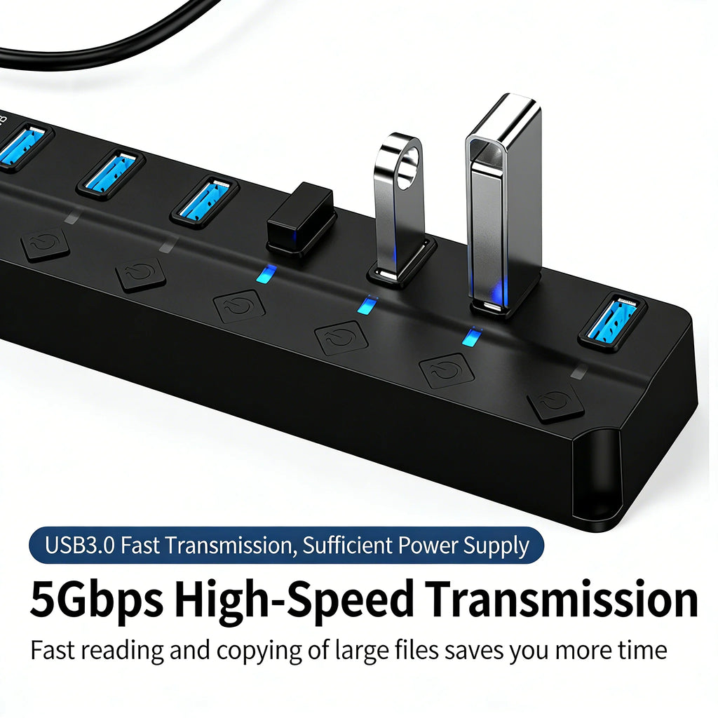 USB 3.0 Hub – 4 or 7 Ports, Independent Switches