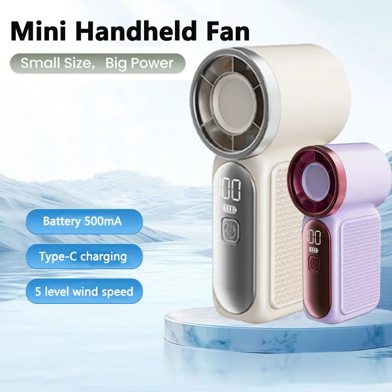 Mini Handheld Fan – USB-C, 5-Speed, Portable