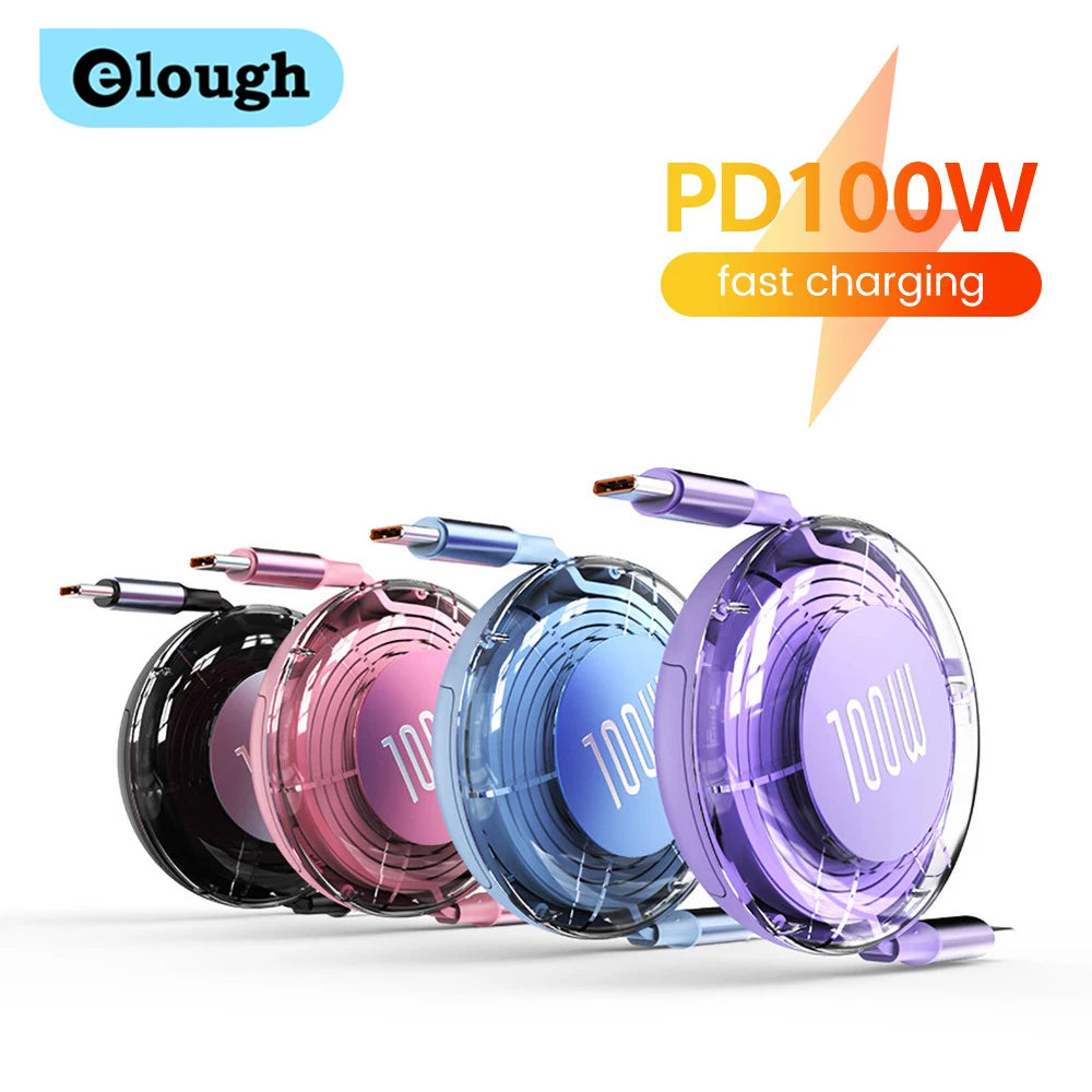 PD 100W USB-C to USB-C Retractable Cable