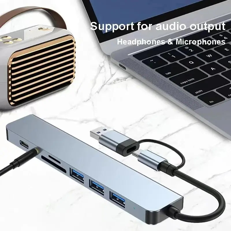 8-in-1 USB-C Hub – SD Card, USB 3.0, Docking