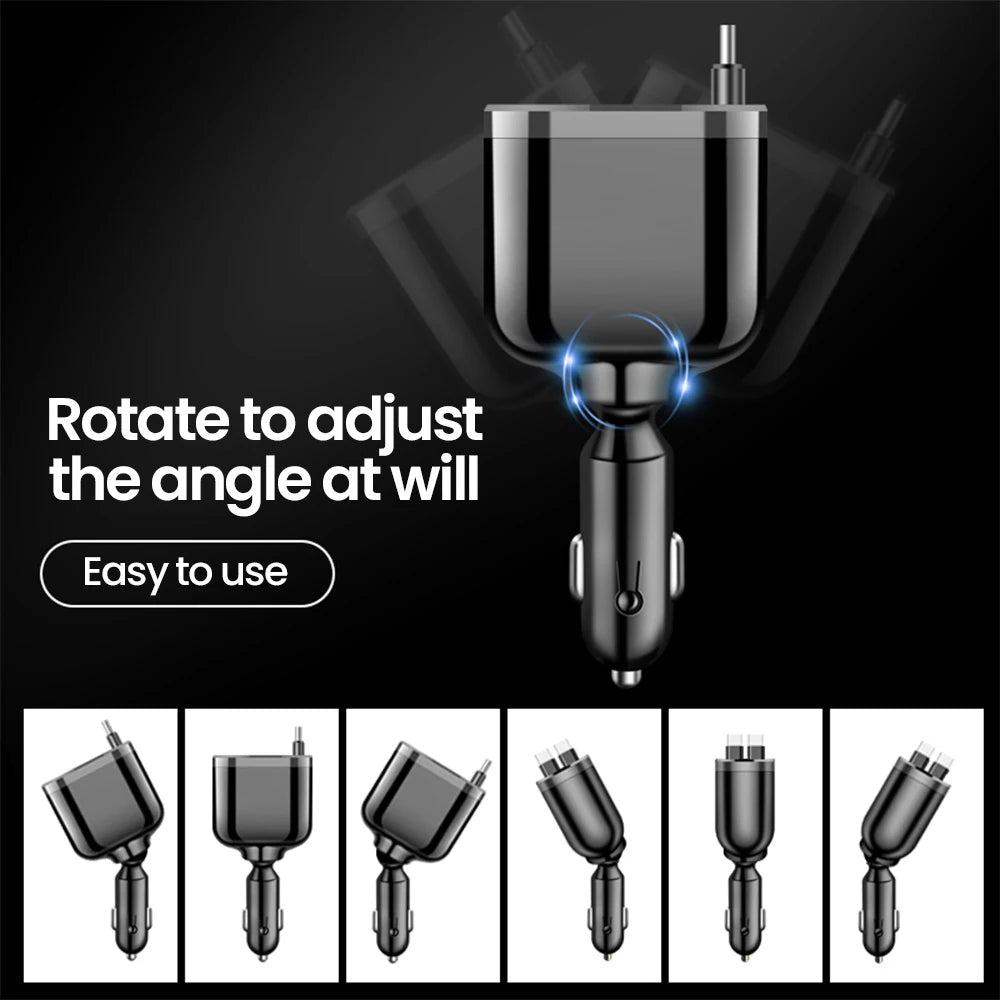 Elough 5-in-1 Retractable Car Charger – 2 USB-C