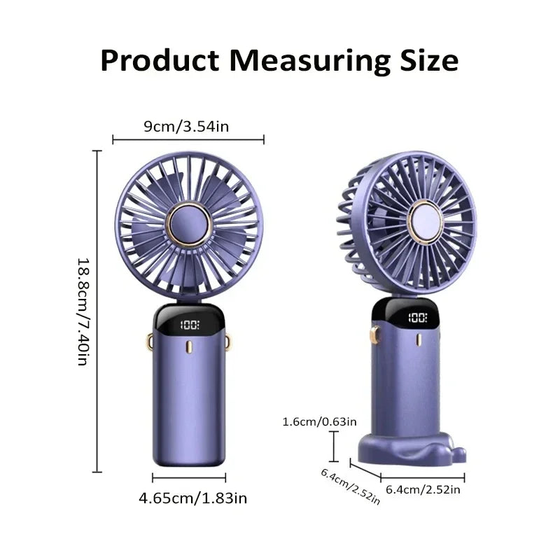 Foldable Neck Fan with Phone Stand – 1800mAh