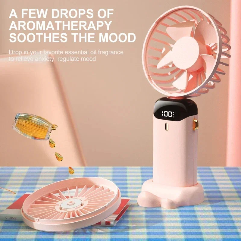 Foldable Neck Fan with Phone Stand – 1800mAh