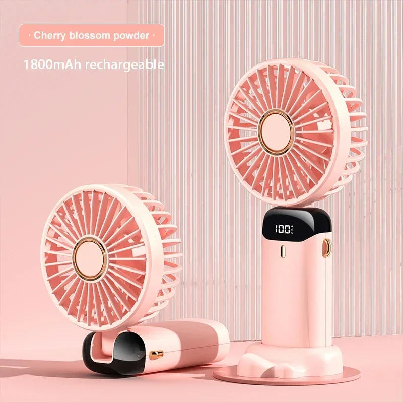 Foldable Neck Fan with Phone Stand – 1800mAh