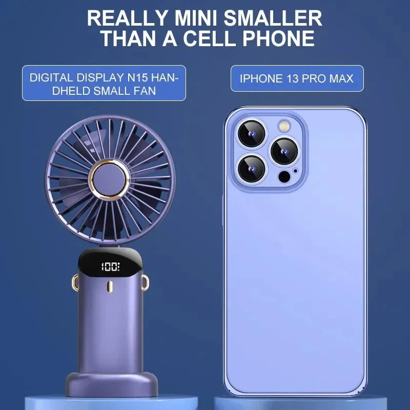 Foldable Neck Fan with Phone Stand – 1800mAh