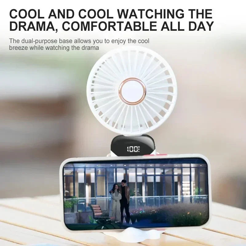 Foldable Neck Fan with Phone Stand – 1800mAh