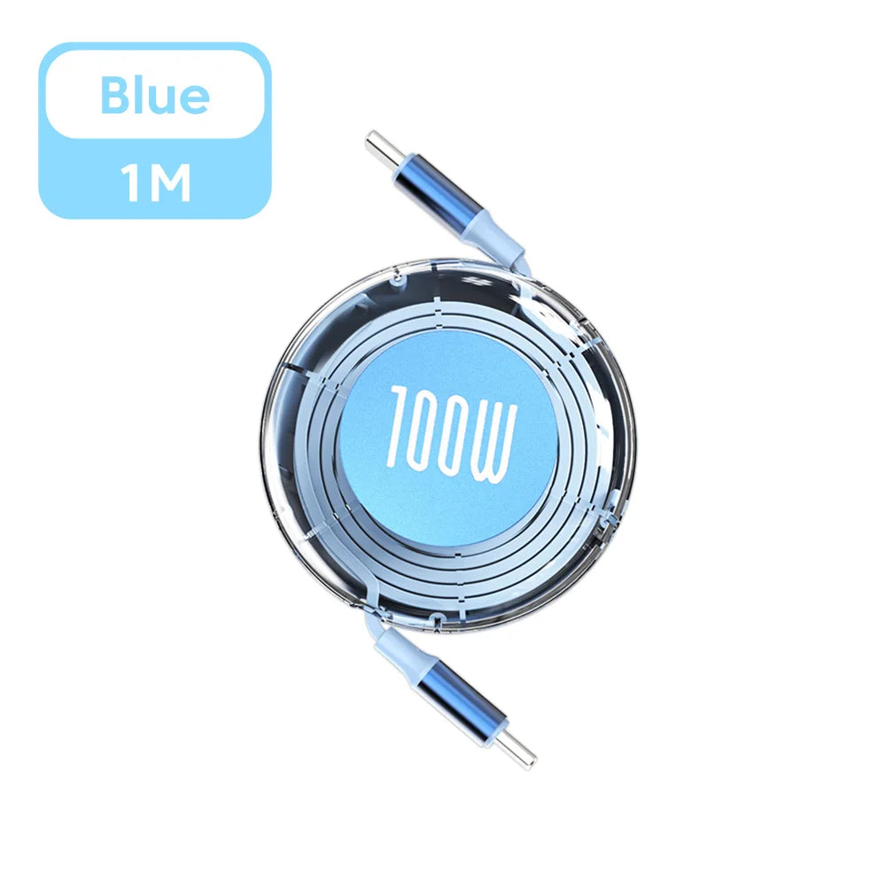 PD 100W USB-C to USB-C Retractable Cable