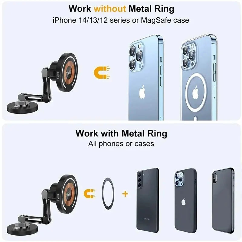 Magnetic Wireless Car Charger – iPhone 12–15
