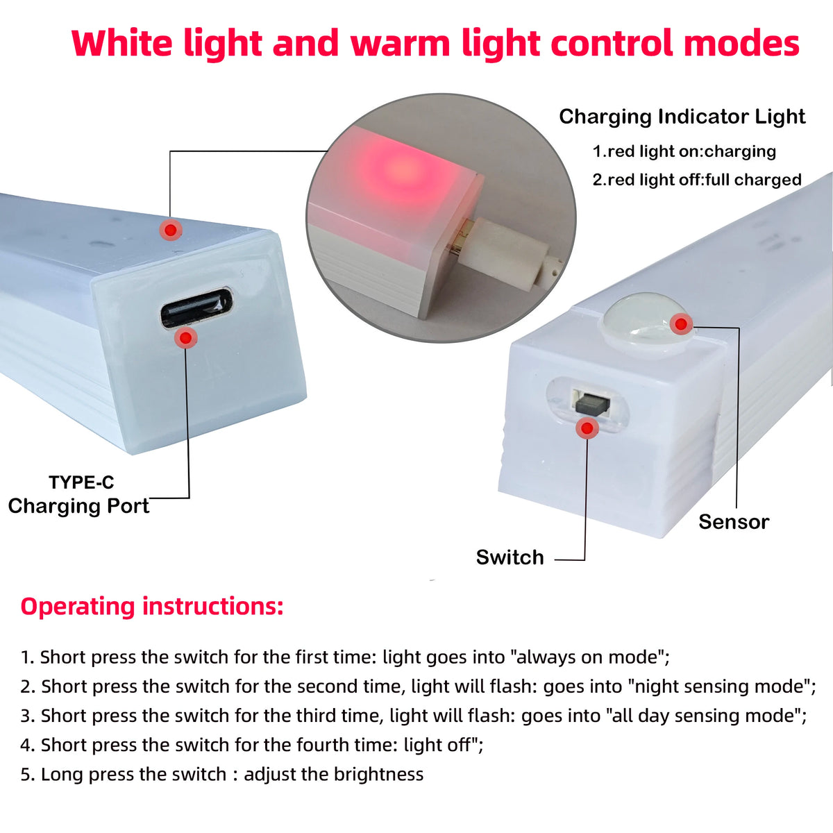 Motion Sensor Cabinet Light – LED, USB-C