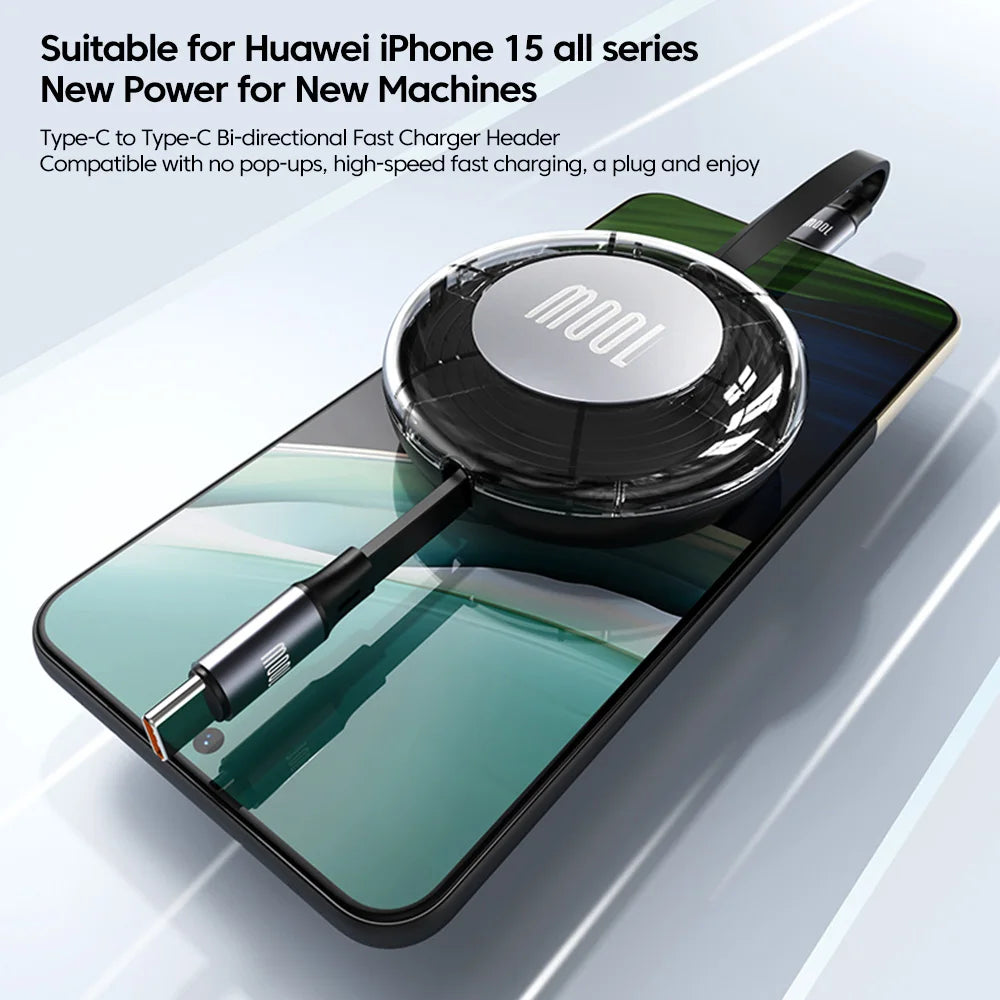 PD 100W USB-C to USB-C Retractable Cable