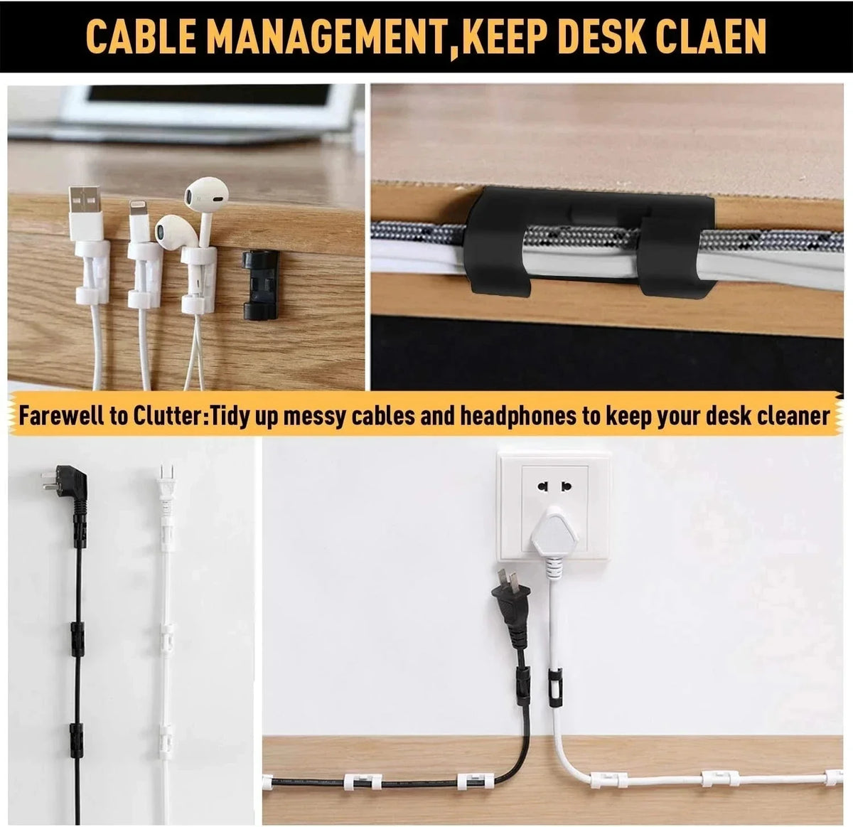 Self-Adhesive Cable Clips – Cord Organiser