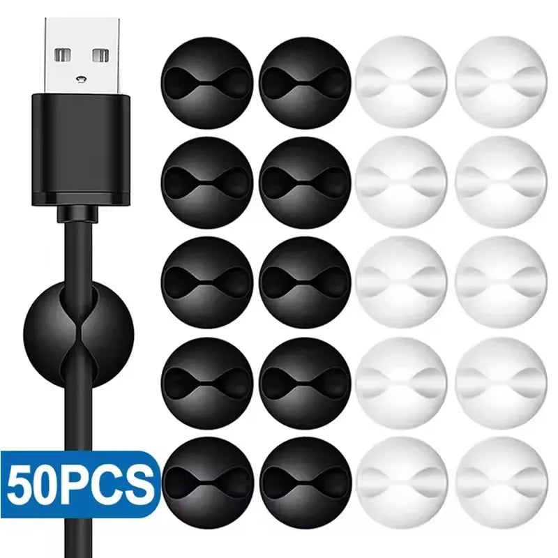 Mini Cable Clips & Cord Organiser (5/50 Pack)