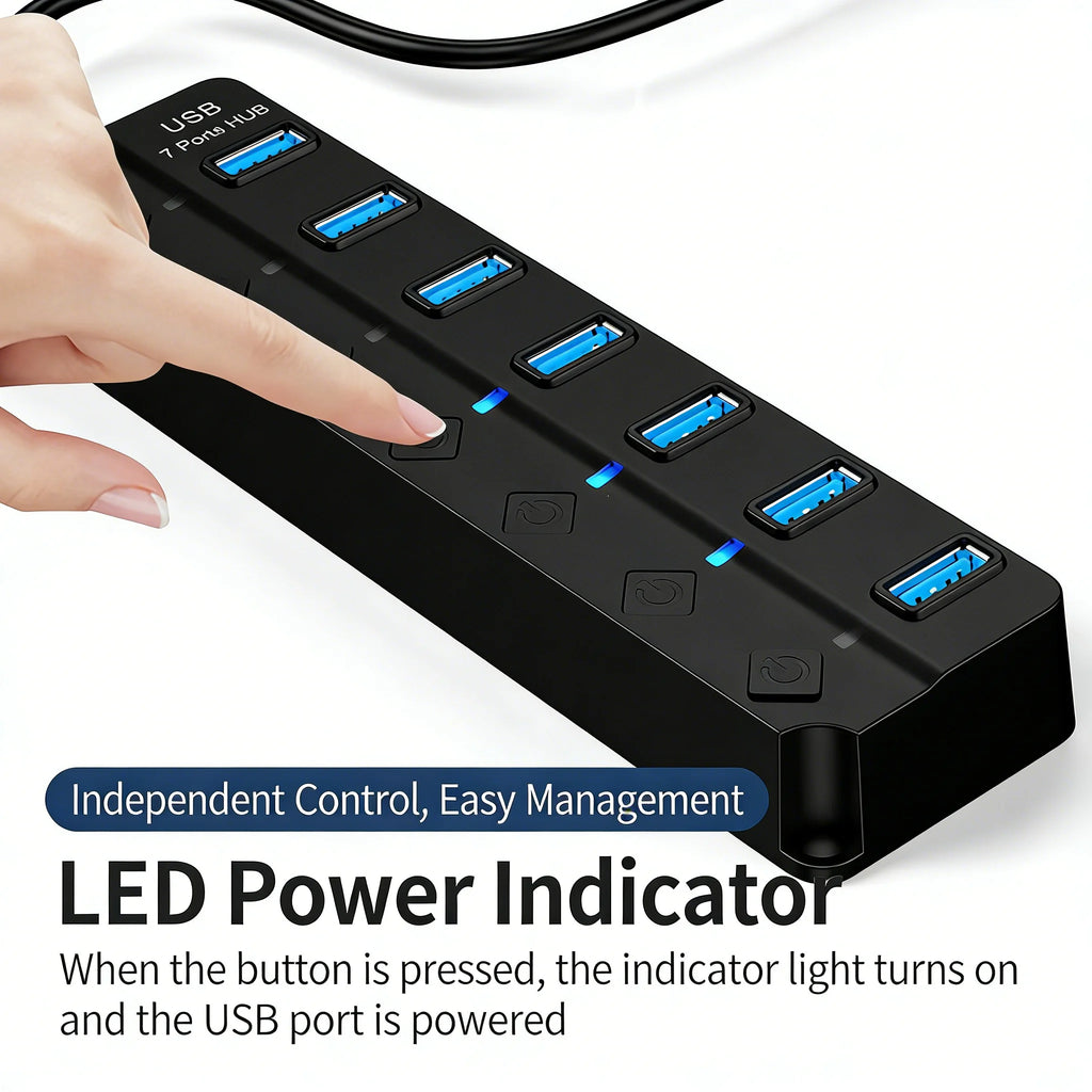 USB 3.0 Hub – 4 or 7 Ports, Independent Switches